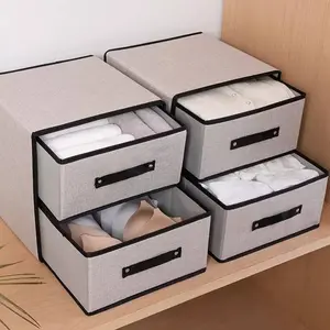 Fabric Two-Layer Two-Drawer Storage Box, Washable Cotton Linen Drawer Organizer, Bra and Underwear Clothes Storage Container