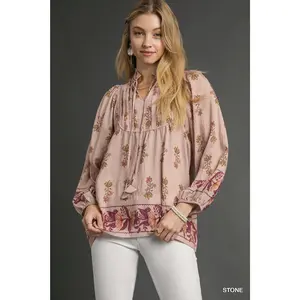 Umgee Floral Boho Peasant Blouse