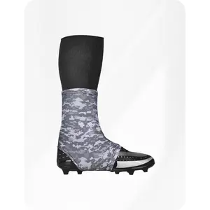 Exxact Sports Football Spats Cleat Covers - Football Spats for Men & Boys, Grey Camo, Lace Covers for Cleats, Durable Design