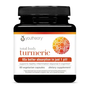 Youtheory Total Body Turmeric, Vegetarian Capsules, 60 Count, Supports Healthy Inflamation Response and Cognition