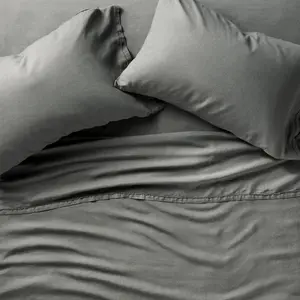 California King 100% Linen Sheet Set Dark Gray - Casaluna