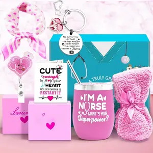 Nurse Gifts for Women -Nurse Appreciation ,Nurse Graduation,  School, Nurse Christmas Gifts - Nurse Practitioner, RG  -  Tumbler, socks, Drink Coaster, Badge Holder Reel (Pink)