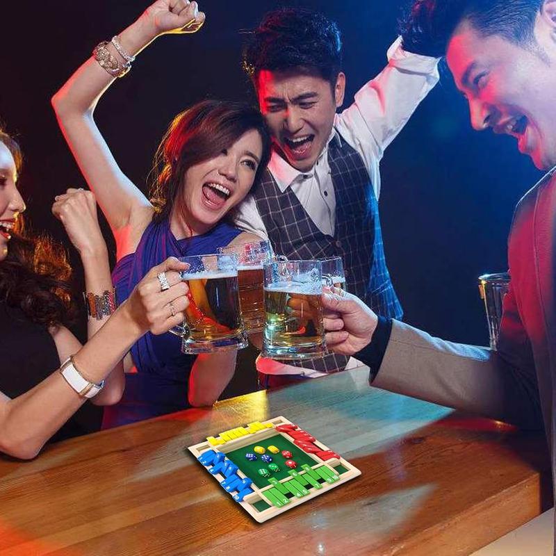 Shut The Box Dice Board Game Classic Strategy & Luck Game with Numbered Boxes for 4 Players Perfect for Casual Gaming Sessions