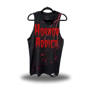 TheDriveClothing HORROR ADDICT BLOOD ROAD RASH Tank Top – Unisex Graphic Tank, Red Print Streetwear, 100% Ring-Spun Cotton, Vintage Horror Style
