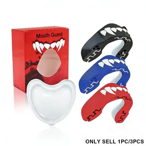 1PC/3PCS Sports Mouth Guard Double Layer Shock Absorption Design, Comfortable Fit with Storage Case for Boxing Training Athletes, V,Must-Have Geariral