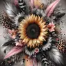 5D DIY Full Drill Round Diamond Painting, Diamond Painting Kits - Diamond Art Painting Kit Sunflower, Feather, Canvas - DIY Decorative Painting, Home Wall Decoration, Crafts, Perfect for Halloween, Christmas, Birthday Gifts