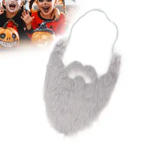 Halloween Party Fake Beard Costume Facial False Beard Male Fake Whisker for Party Supplies Grey