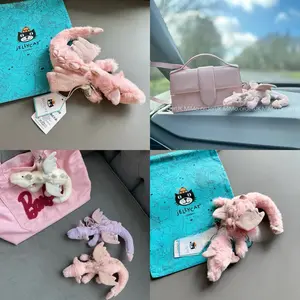 Pink Dragon - Soft and Mini-Sized Stuffed Keychain, Cute Animal Food Plushie, Fun Gift Idea for Kids, Birthdays, and Collectors, Keychain Toy