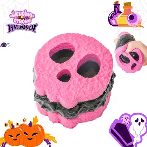 WenQing Taba Squishy Handmade Pink Skull Toys 212g Full Silicone Reborn Squishy for Stress & Anxiety Relief Adult Fidget Venting Toys Halloween Pumpkin Ghost Stress Ball Set Sensory Bundle Portable Rubber Fabric