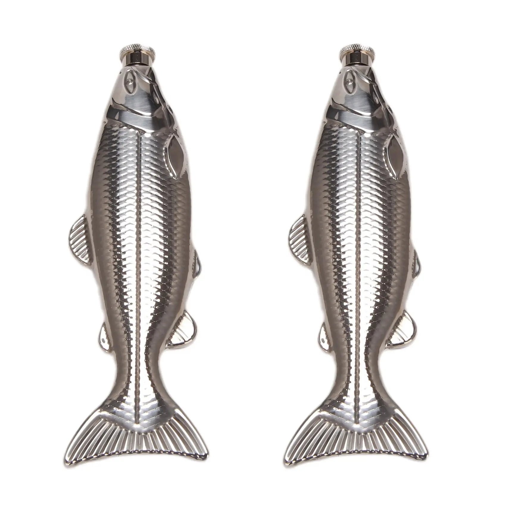 Fish-Form Stainless Steel Hip Flask Set (2 Pieces, 5Oz) - Lightweight, Leakproof Mini Pocket Beverage Bottle, Household Party Drinkware for Outdoor, Beach Use