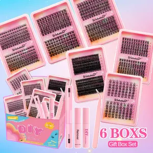 Multiple Styles Eyelash Clusters Set, Incremental Lash Extensions, DIY at Home, Includes Adhesive & Sealer, 12-16mm, Lash Cluster Kit
