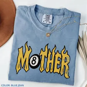 Comfort Colors Mother Tee Trendy 8 Ball Mother Lucky Mama Tshirt Vintage Flames Rad Mom Birthday Gift Moto Edgy Grunge Aesthetic Streetwear