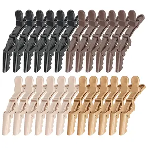 24 Pack  Hair Clips for Styling, Sectioning Crocodile hair Clips Professional Barber Accessories for Salon of Thick Curly Volume Hair (Neutral)