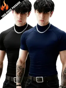 Men's Quick-Dry Compression Training Shirt, High Elasticity Tight Fit Short Sleeve, Gym Running Multi-Occasion Sports Clothing, Fitness Outfits