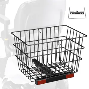 VEVOR Scooter Rear Basket,  Heavy Duty Metal Wire Basket with Handle, Spacious Cargo Basket, Works with 1-inch Receiver, Compatible with Most Golden, Drive & Pride Mobility Scooter
