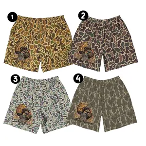 Turkey Hunting Camo Shorts for Men, Outdoor Hunting Gear, Turkey Graphic Camo Trunks, Activewear for Hunters, Casual Summer Shorts