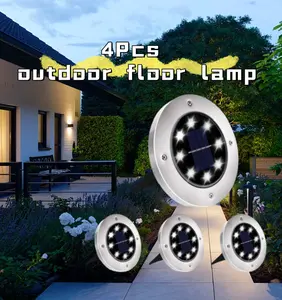 8 LED solar garden lights, solar buried lights IP44 waterproof, outdoor solar disk lights, ground outdoor landscape lights, for roads, courtyards, walkways, steps, terraces, lawns, paths (cold white)