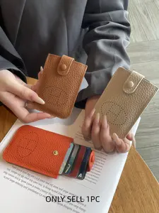 Women's Genuine Leather Card Holder Wallet, Ultra-Thin Minimalist Design, First Layer Cowhide Material, Elegant Credit Card Organizer