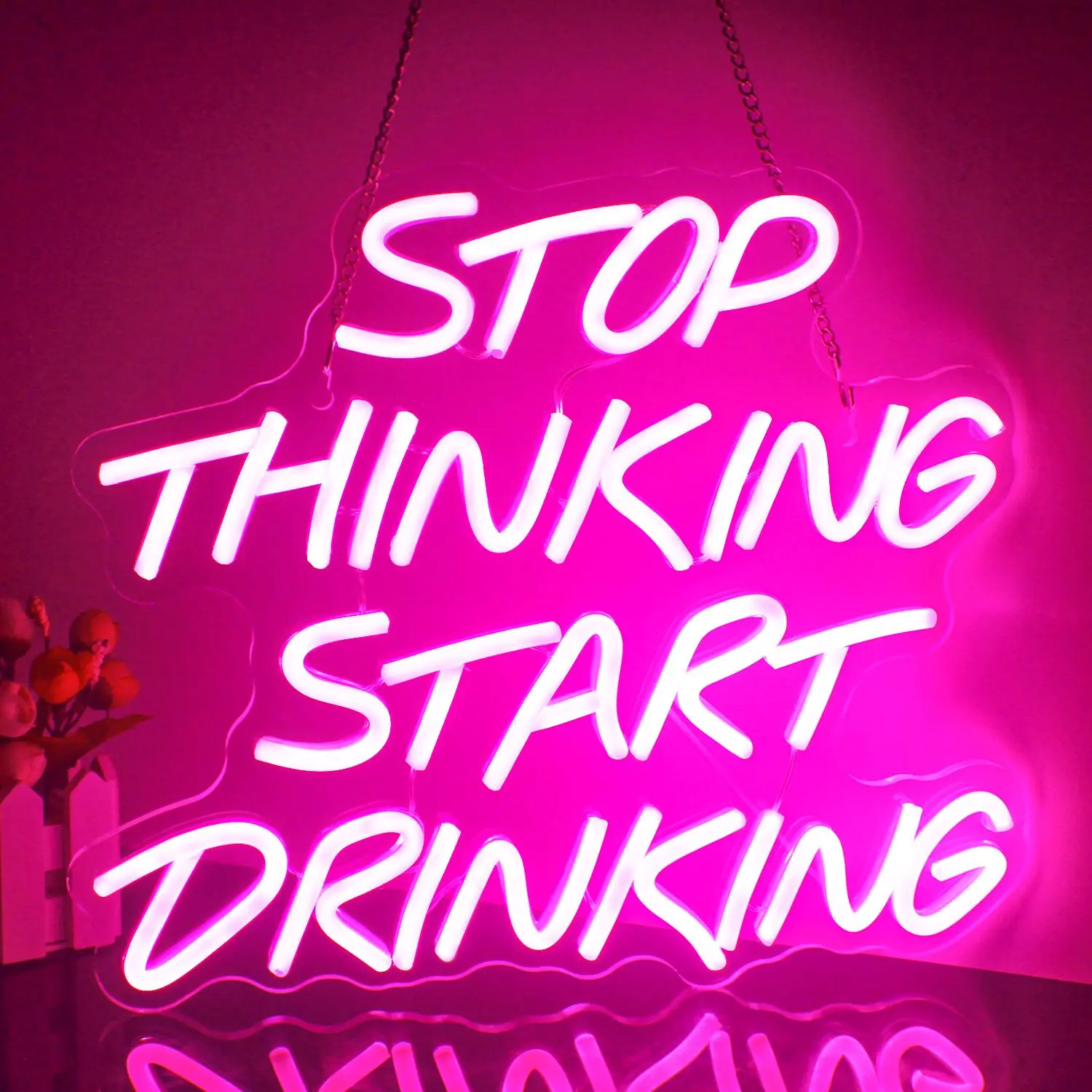 Stop Thinking Start Drinking Neon Sign, LED Neon Lights, Neon Lamps, USB Powered Neon Light, Decorative LED Lamp for Bars, Drink Shops, Clubs, Craft Beer Pubs, Bistros, Grills, Led Signs, Led Lighted, Led Decoration
