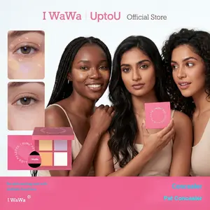 【I WaWa】 A 4-Color Concealer Palette + Free Puff | Adjusts Skin Tone Evenly, Highlights, and Contours | Covers Under-Eye Dark Circles and Acne