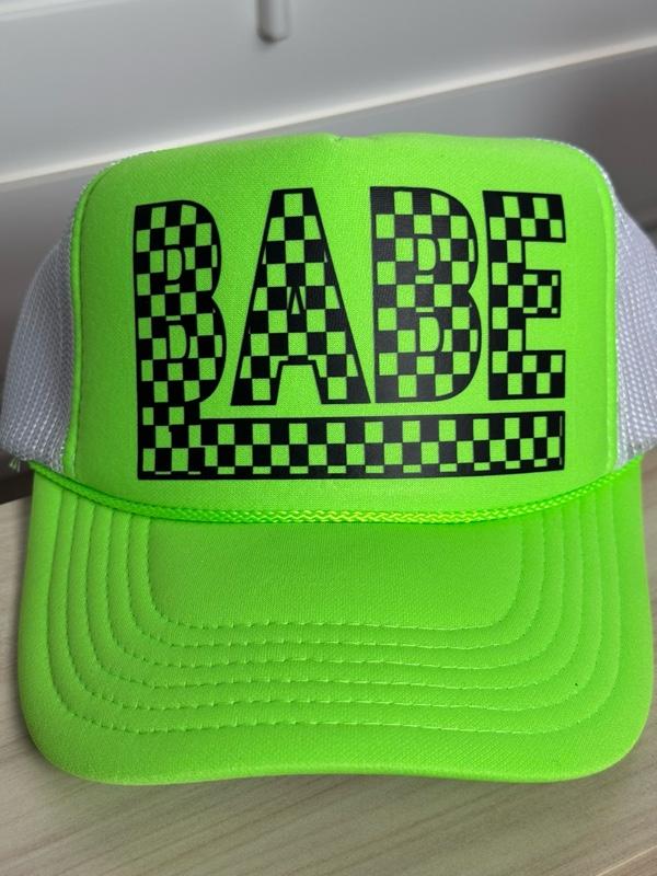 Babe Trucker Hat Mesh Foam Cap for Men and Women Snapback Adjustable Baseball Cap with Breathable Mesh Back Neon Orange and White Casual Style