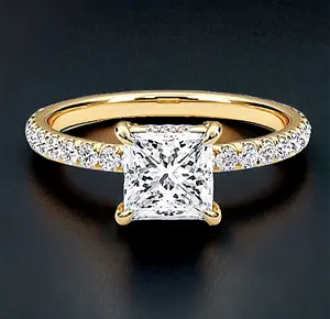 Beautiful 1.45 Ct Princess Cut Certified Lab Grown Diamond Engagement Ring