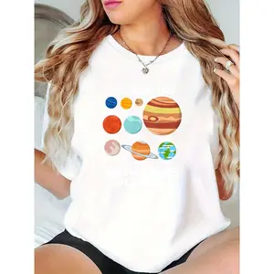 Unisex Funny Solar System T-Shirt – Back In My Day Nine Planets Graphic Tee, Space Science Lover Casual Top for Astronomy Enthusiasts, Daily Wear & Science Events