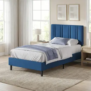 [DealsForYouDays][Summerwins] HOMBCK Twin Full Queen Bed Frame with Upholstered Headboard, Chenille Fabric Platform Bed with Strong Wooden Slats, Twin Bed Frame, No Box Spring Needed, Noise Free, Easy Assembly, White summer garden,fathers day gift ideas