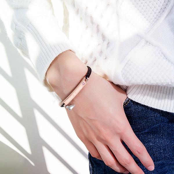 Couple Rhinestone Decorated Magnetic Heart Charm String Bracelet  Gift with Rose Gift Box, 1 Set Fashionable Jewelry for Women & Men, Trendy Bf Gf Bracelet Jewelry for Birthday Gift