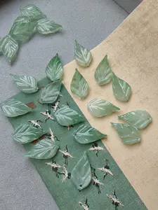 20pcs Glass Imitation Jasmine Leaf Pendants, DIY Jewelry Making Beads, Earrings Bracelets Necklaces Home Decor Fake Plants Bag Hanging Phone Chain