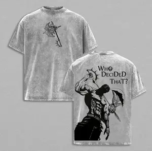 Seven Deadly Sins Escanor Oversized Tee - "Who Decided That" Pride Sin Retro Graphic Heavy Cotton Unisex Anime Streetwear Gift For Fans