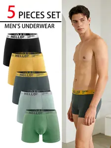5-Pack Men's Underwear, Quick-Dry Breathable Sports Boxers, Casual Fitted Trunks for Daily Training, All-Season Comfort