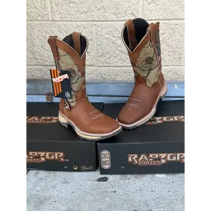 Men Raptor Work Boots 2 Banderas Print No Steel Toe