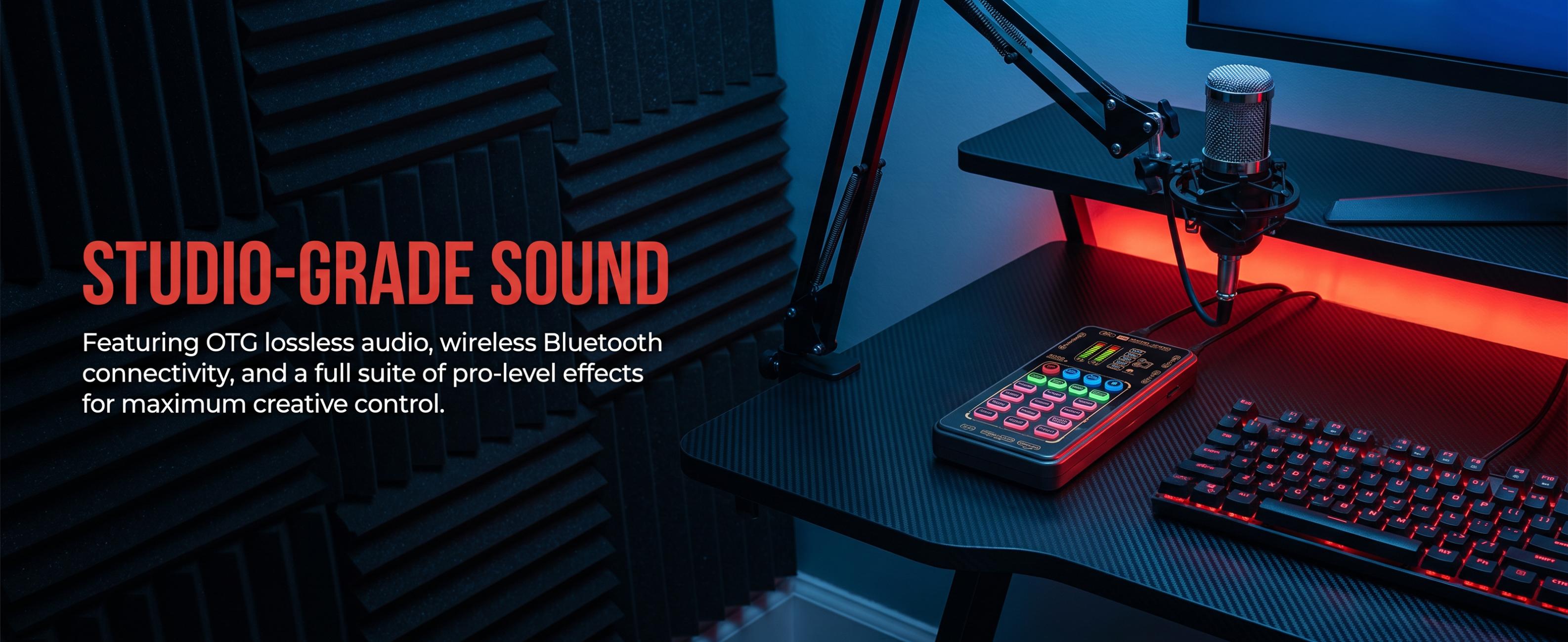 X55 Pro Mini Voice Changer Sound Card Portable Audio Interface Recording Mixer for Live Stream Gaming