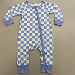 baby clothes blue plaid newborn baby winter bubble long sleeve zipper romper baby fashion sleep wear newborn  pjs