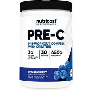 Nutricost Pre-C, Pre-Workout Complex with Creatine Powder (Blue Raspberry) 450g