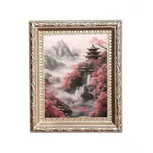 Japanese Cherry Blossom Fridge Magnet, Serene Pagoda Waterfall Decor, Ideal for Kitchen & Home Decoration, Great Gift for Nature Enthusiasts