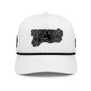 White Snapback Embroidered Cap, Christian Graphic Faith-Themed Religious Slogan Hat with "Fue Dios" Design, Bright Casual Fashion Accessory, Christian Graphic Hats