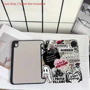 Gothic Patchwork Sticker iPad Case, Tablet Cover, Tablet Protective Cover, Fits iPad 10/9/8/7/6 Gen, Air 5/4, Pro 11 Inch (2022/2021/2020), Anti-Villain Design, Gift for Book Lovers