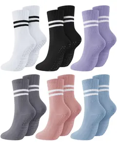 Pilates Socks with Grips for Women Non Slip Yoga Athletic Socks for Barre Barefoot Workout Hospital in Assorted Colors