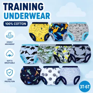 Unisex Toddler Pee Pants, 100% Cotton Absorbent Training Underwear for Boys Girls, Comfortable Potty Training Underwear for Daytime Wear, Nursery, Travel and Baby Care