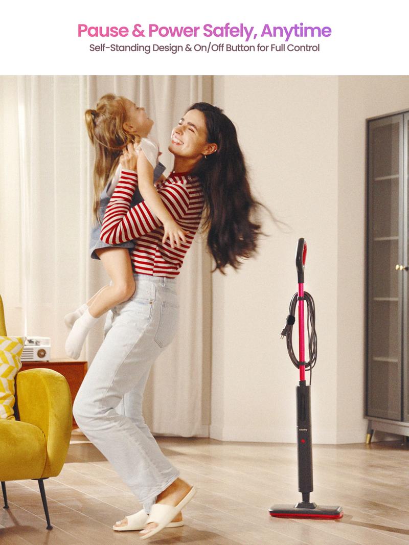 Schenley Pocket Steam Mop with Microfiber Pads & Carpet Glider for Easy Maintenance and Smooth Floor Surface Cleaning Tools