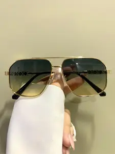 Unisex Business Style Ombre Tinted Lens Sunglasses, Trendy Casual Sunglasses for Everyday Use, Fashion Accessories for Outdoor Activities