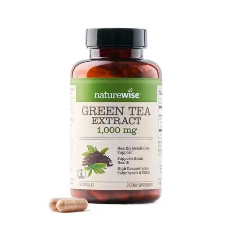 NatureWise Green Tea Extract Capsules - 1000 mg, 50% EGCG, 98% Polyphenols, Extra Strength, Antioxidant Support for Heart Health & Energy, Vegan, Non-GMO, USA Manufactured