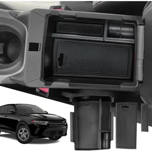 Fit 2023 2024 2025 Jeep Compass/Dodge Hornet Center Console Organizer for Jeep Compass 2022-2025 Accessories Armrest Console Insert Box 2025 Compass Hornet ABS Storage for 2024 Compass Black