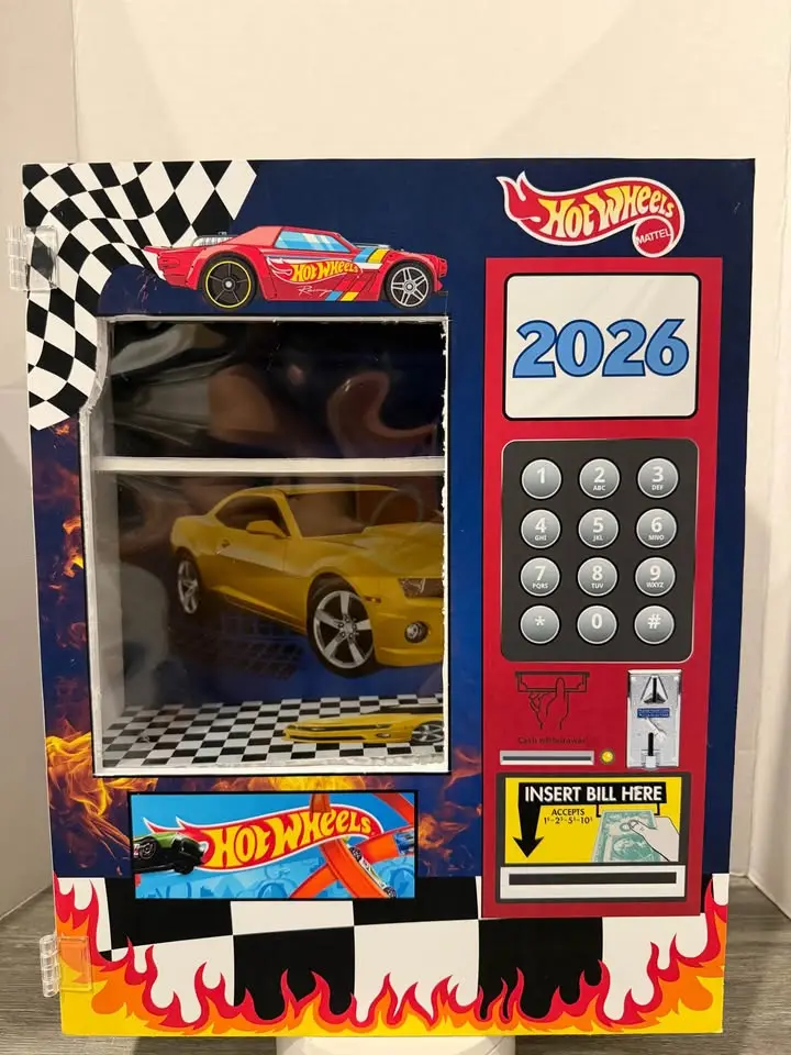 Toy Car Theme Vending Machine | Kids Party Favor Box | Mini Candy or Toy Dispenser