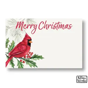 Joyful Cardinal Merry Christmas Enclosure Cards / Gift Tags - 50 Pack (063027) - Holiday Gift Tags, Holiday Place Cards