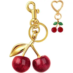Keychain Cherry Bag Charms - Adorable Key Chains Women Cute for Handbags & Car Keys | Fashion Gift for Women