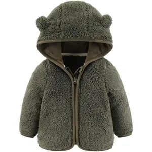 X-GCS04   Newborn Infant Baby Boys Girls Cartoon Fleece Hooded Jacket Coat with Ears Warm Todder Kids Outwear Coat Zipper Up 0-6Y