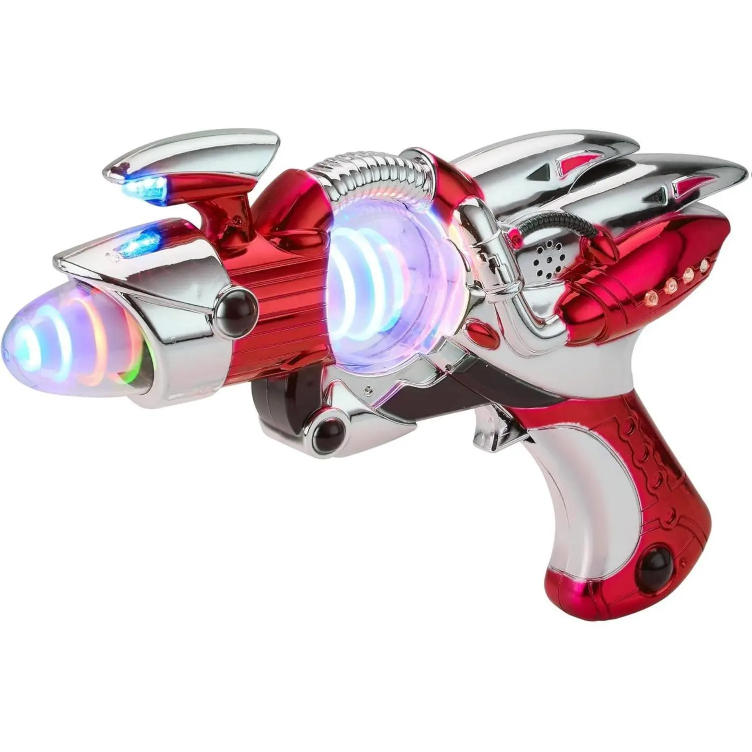 Light-Up Noise Blaster - Red - 11.5 Inches - Super Spinning Space Sound Effects with Futuristic Power Galaxy Ranger FX for Party Favor, Novelty Toy, Party Bag Stuffer for Ages 5+